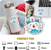 3PCS First Aid Cat 3" Sticker – Cute Medical Cat Humor Vinyl Decal Waterproof for Laptop, Water Bottle, Notebook, Tumbler – Gift for Pet Lovers, Nurses, EMTs